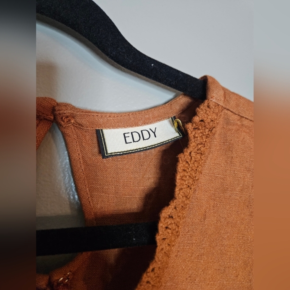 Eddy elegant linen dress lace accents - Picture 4 of 10